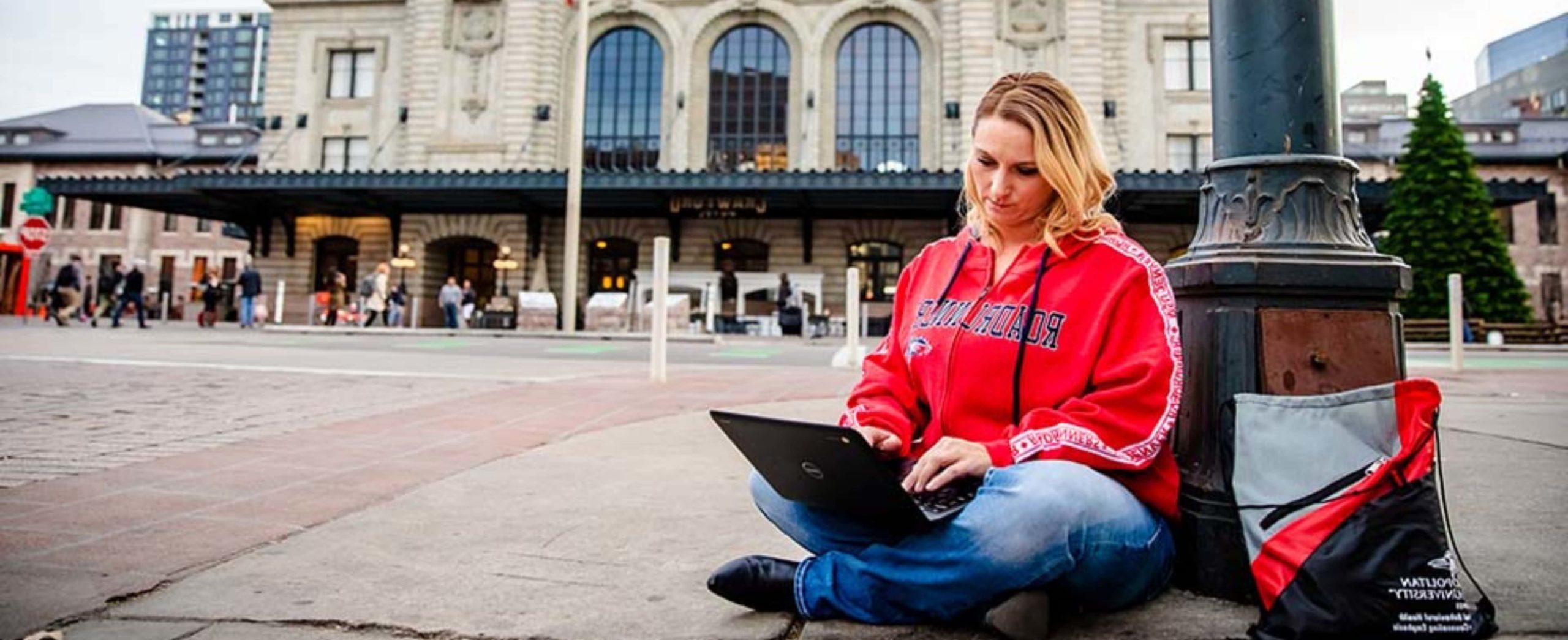 Online MSU Denver student learning outside the classroom